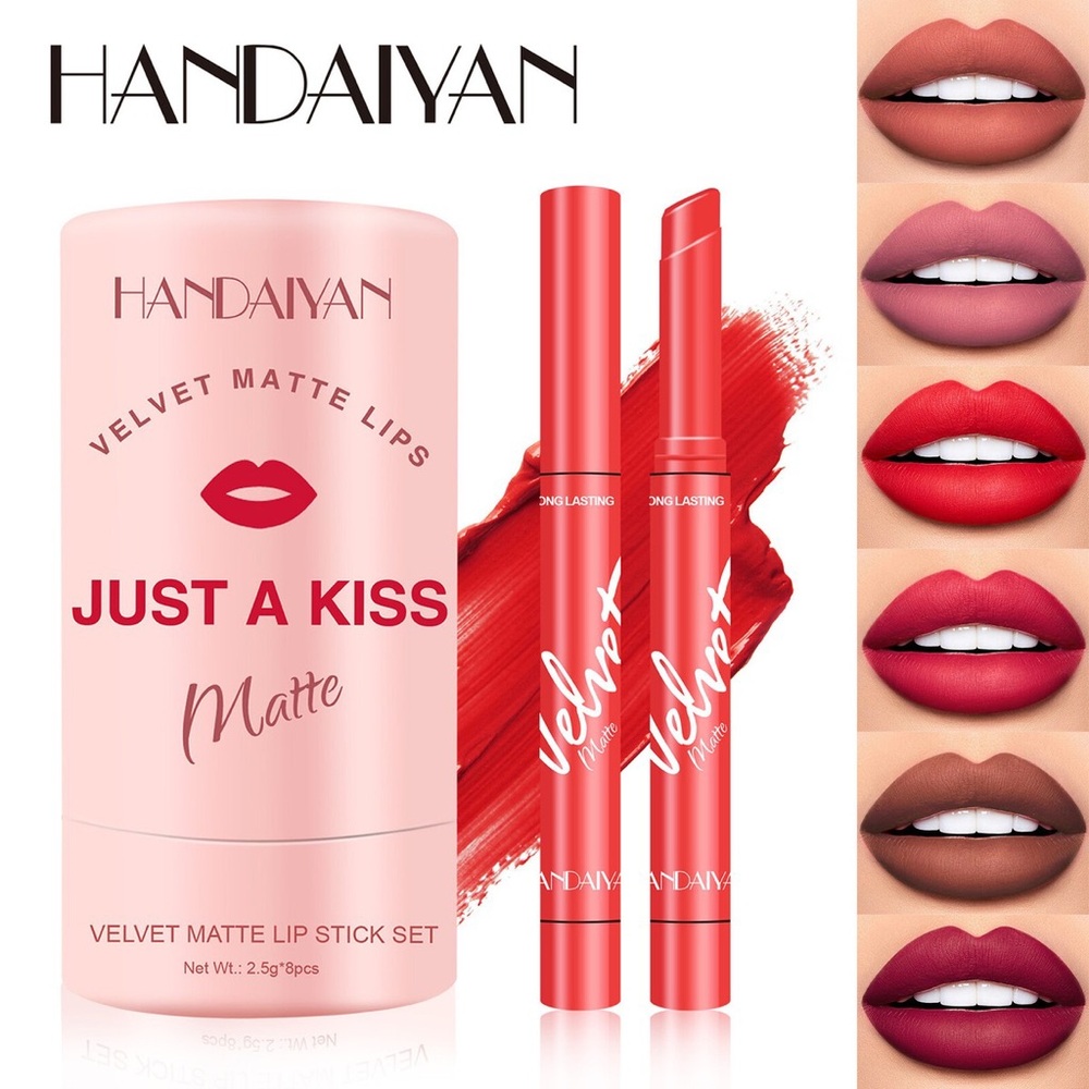 Handaiyan 8 Velvet Matte Lipstick Set - Red and Pink